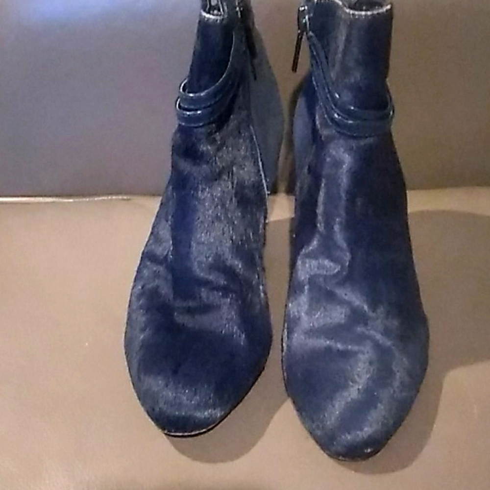 Navy Calf Hair and Suede Boots